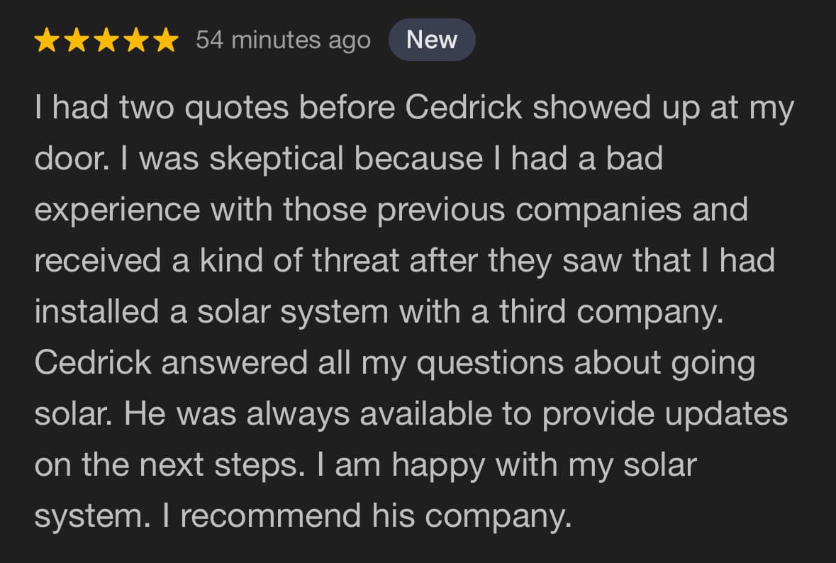 Customer review - Skeptical at first but Cedrick answered all questions